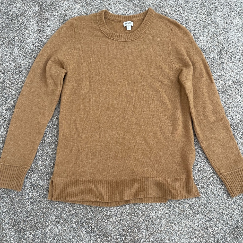 J Crew camel crewneck sweater